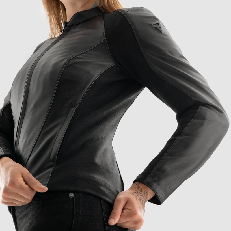 Damen-Leder-Motorradjacke Rebelhorn Siena schwarz