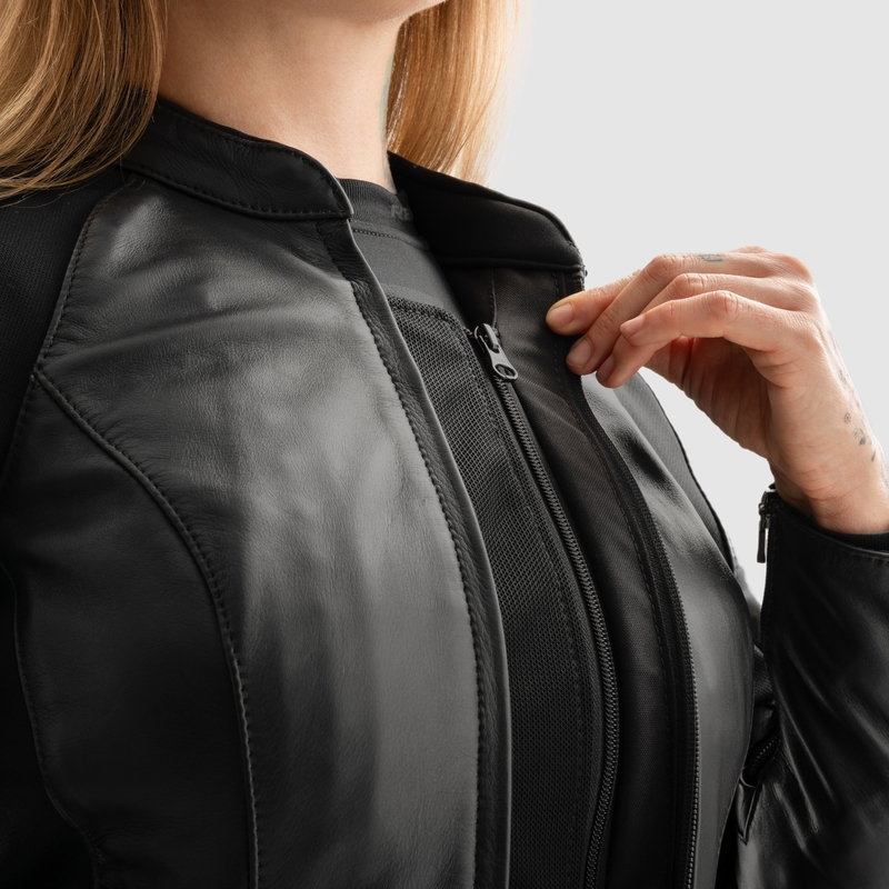 Damen-Leder-Motorradjacke Rebelhorn Siena schwarz