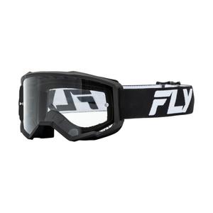 Motocrossbrille FLY Racing Focus schwarz-weiß mit klarem Plexiglas