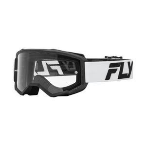 Kinder-Motocross-Brille FLY Racing Focus weiß-schwarz mit klarem Plexiglas