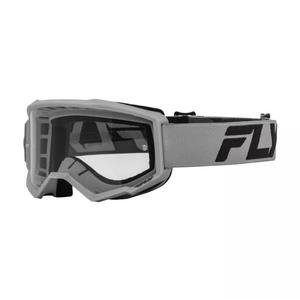Kinder-Motocross-Brille FLY Racing Focus silber-schwarz mit klarem Plexiglas