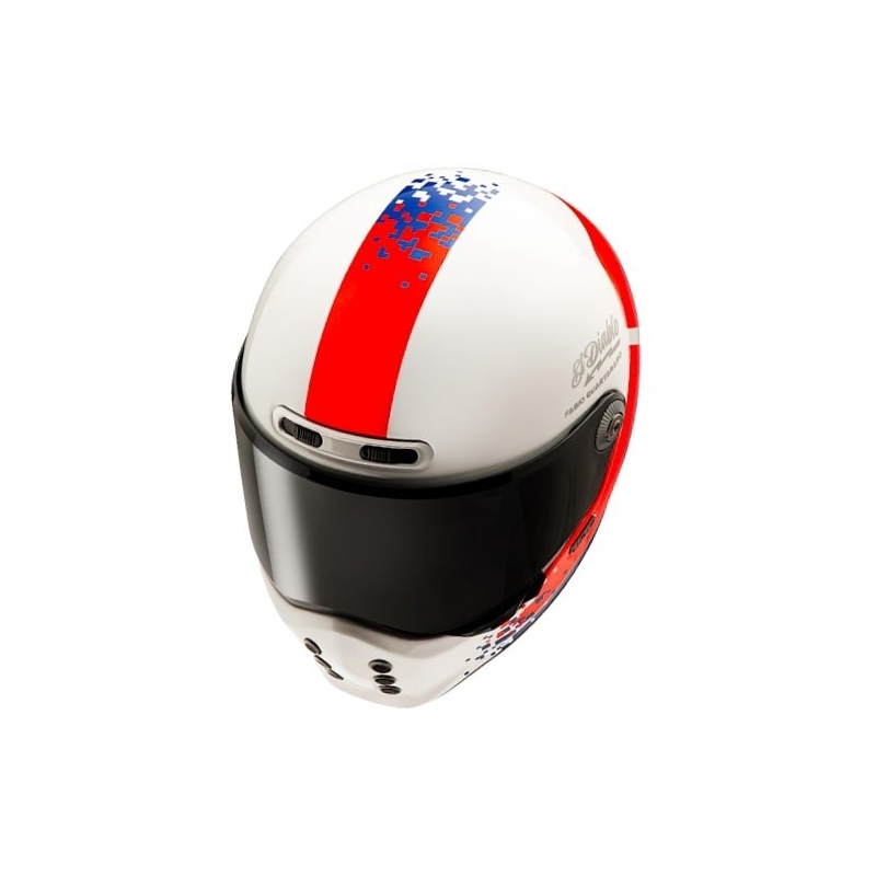 HJC V10 Fabio Quartararo 20 Retro Weiß-Rot-Blau Integral-Motorradhelm