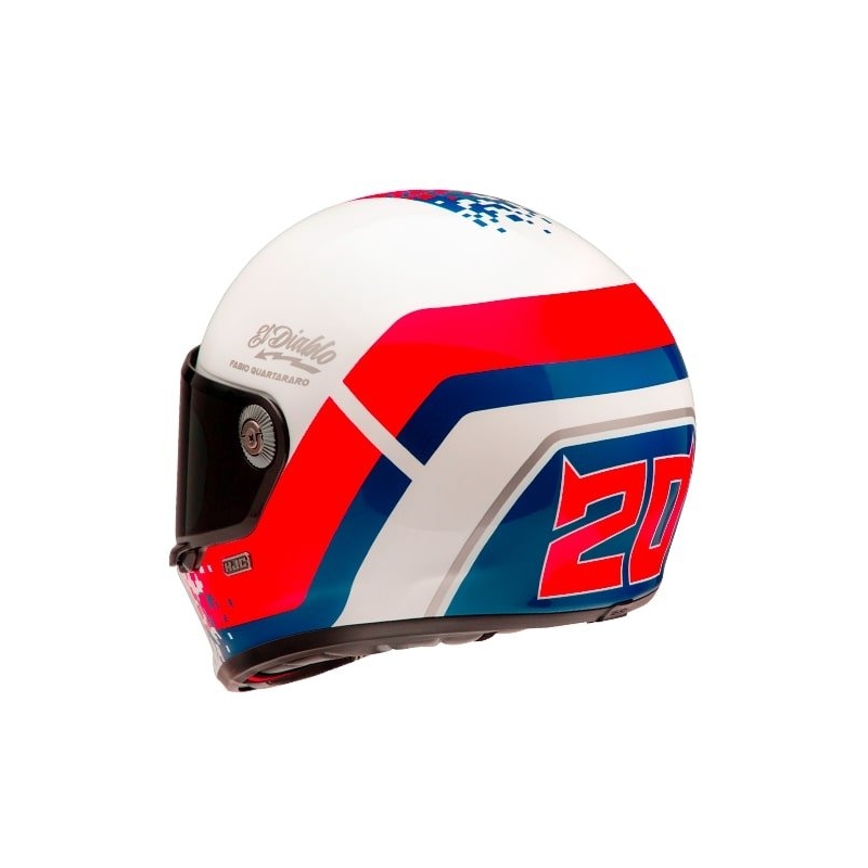 HJC V10 Fabio Quartararo 20 Retro Weiß-Rot-Blau Integral-Motorradhelm