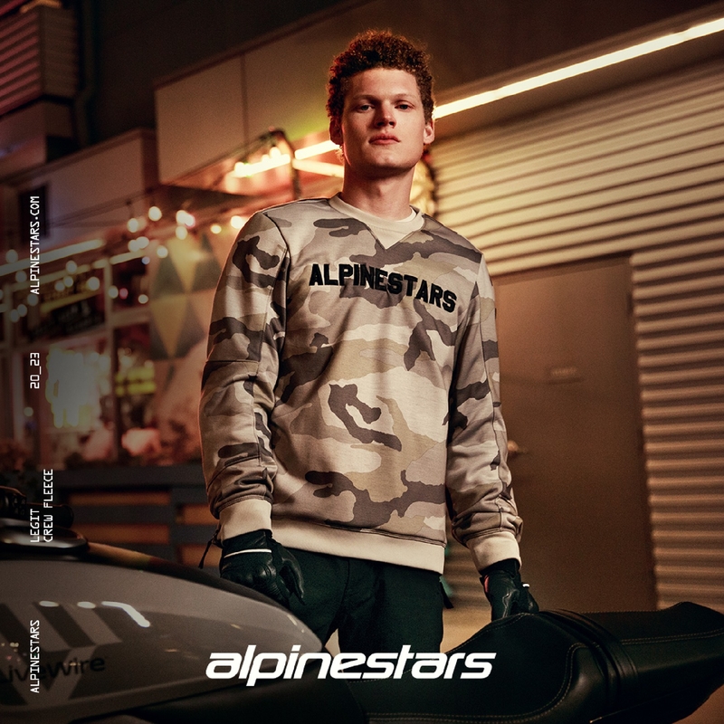 Alpinestars Legit Crew Fleece Motorrad Sweatshirt hell camo-grau