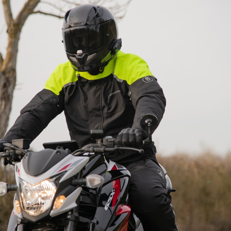 Motorradjacke Oxford Spartan Short WP schwarz-fluo gelb
