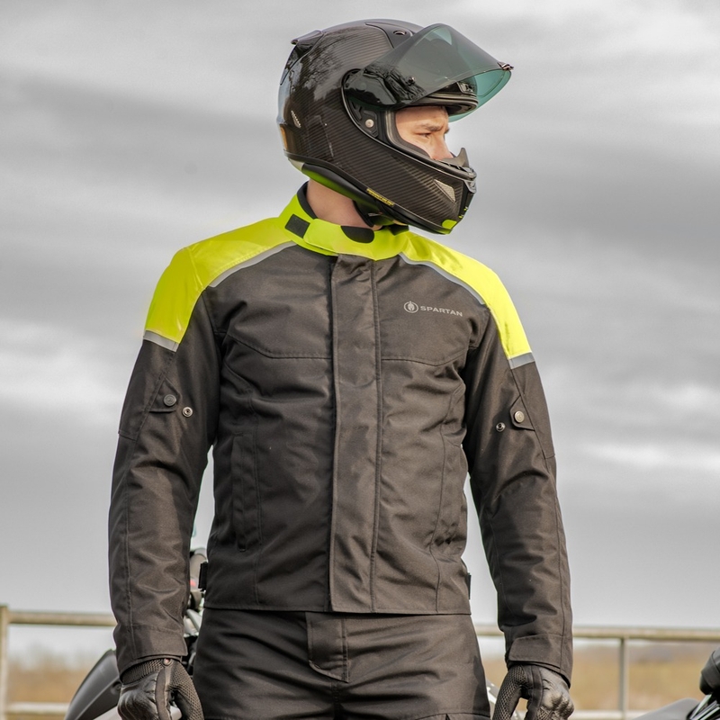 Motorradjacke Oxford Spartan Short WP schwarz-fluo gelb