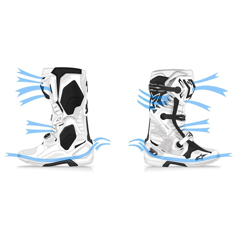 Alpinestars Tech 10 Supervented Motorradstiefel Perforiert Blau-Lila-Pink-Weiß-Grau-Schwarz
