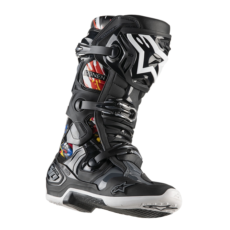 Motorradstiefel Alpinestars Tech 10 Limited Edition Renen schwarz-grau-weiß-mehrfarbig