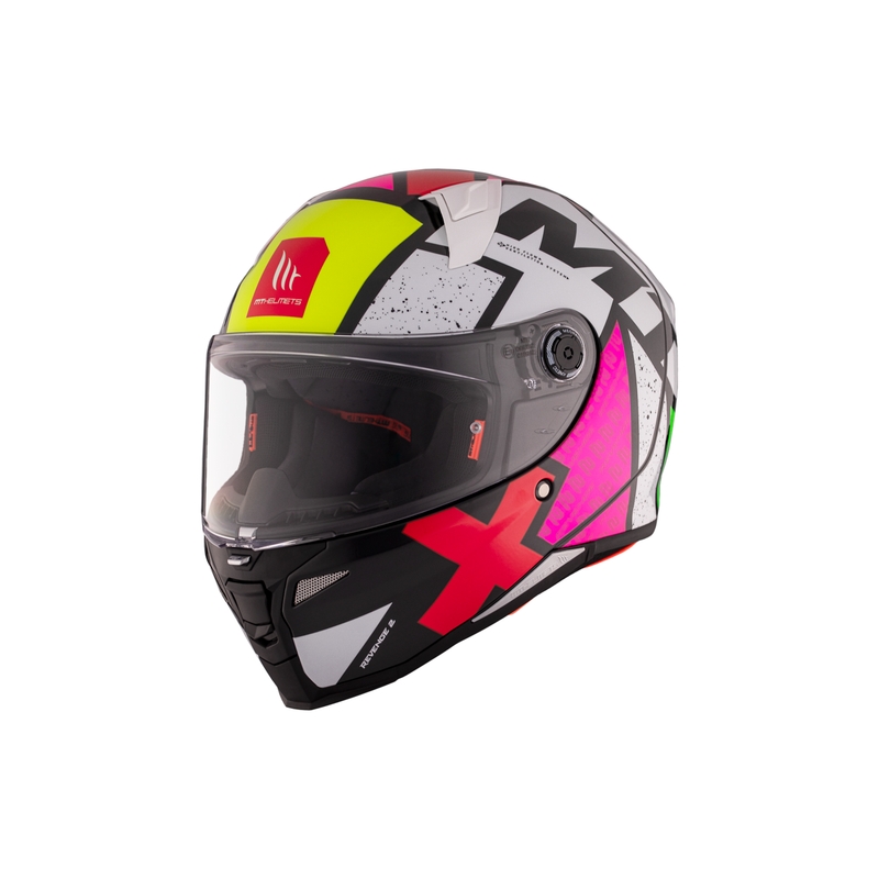 Integrierter Motorradhelm MT REVENGE 2 S Light CO glänzend weiß-rosa-gelb