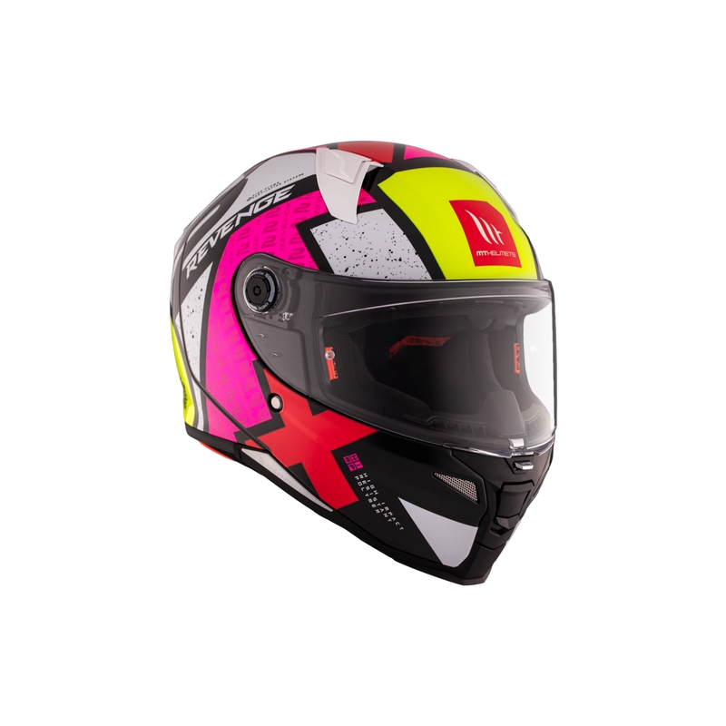 Integrierter Motorradhelm MT REVENGE 2 S Light CO glänzend weiß-rosa-gelb