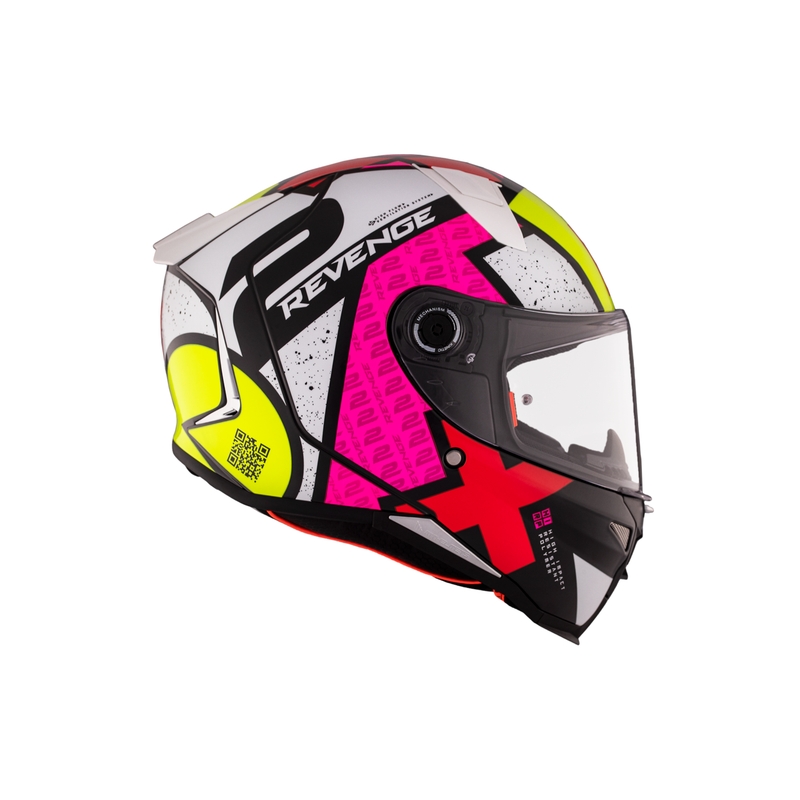 Integrierter Motorradhelm MT REVENGE 2 S Light CO glänzend weiß-rosa-gelb