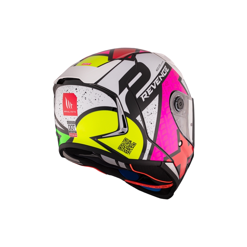 Integrierter Motorradhelm MT REVENGE 2 S Light CO glänzend weiß-rosa-gelb