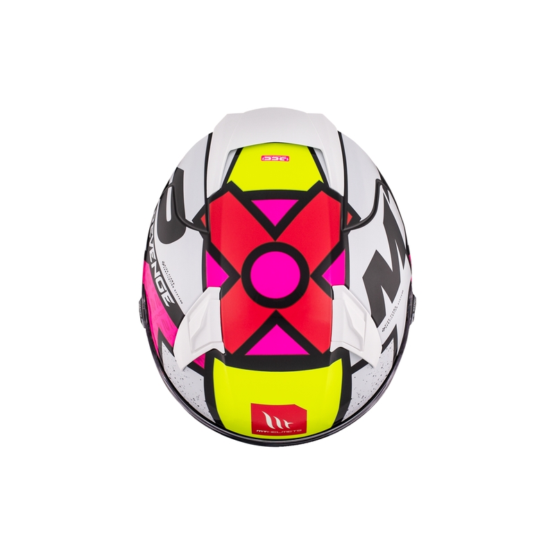 Integrierter Motorradhelm MT REVENGE 2 S Light CO glänzend weiß-rosa-gelb