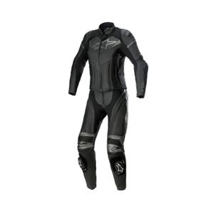 Alpinestars STELLA GP PLUS 2 Zweiteiliger Leder-Motorradanzug für Damen in Schwarz-Grau-Metallic