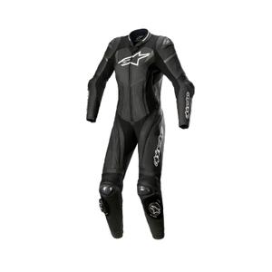 Alpinestars STELLA GP PLUS 2 Damen-Einteiler-Leder-Motorradanzug Schwarz-Weiß-Metallic-Grau