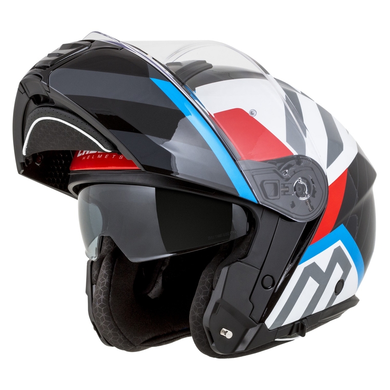 Klappbarer Motorradhelm Cassida Modulo 2.1 Profil weiß-schwarz-blau-grau
