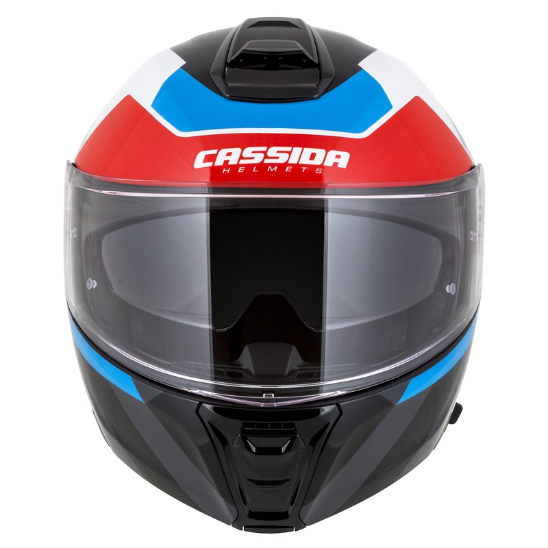Klappbarer Motorradhelm Cassida Modulo 2.1 Profil weiß-schwarz-blau-grau