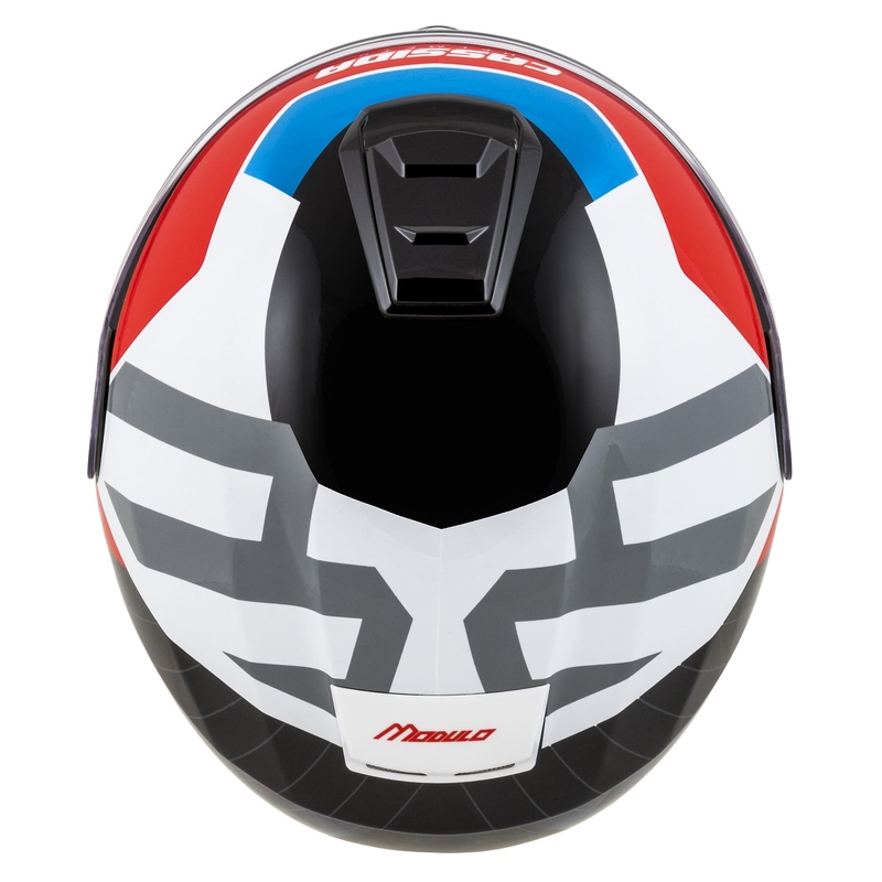Klappbarer Motorradhelm Cassida Modulo 2.1 Profil weiß-schwarz-blau-grau