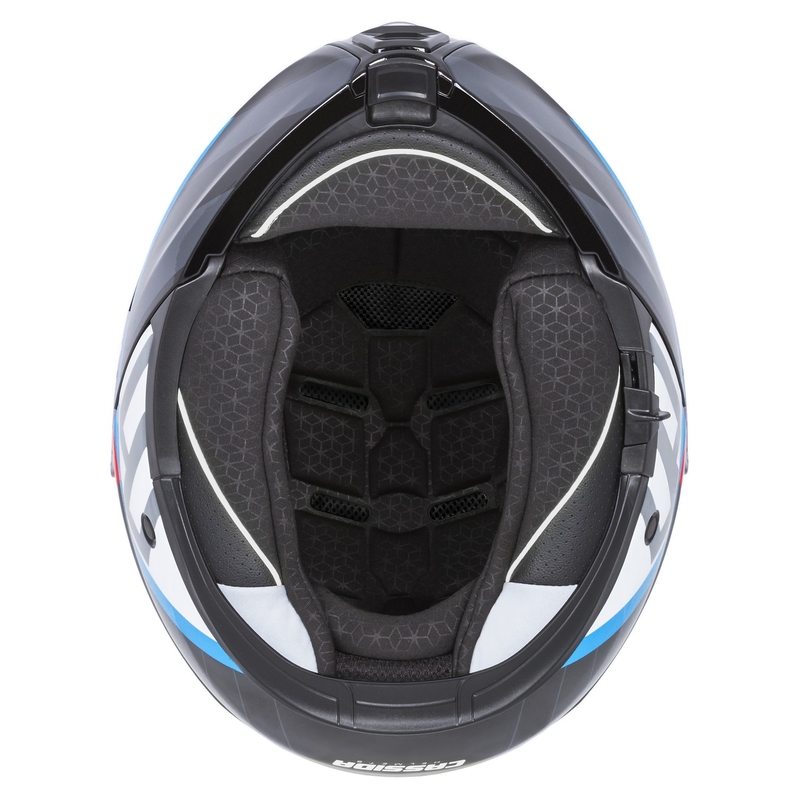Klappbarer Motorradhelm Cassida Modulo 2.1 Profil weiß-schwarz-blau-grau