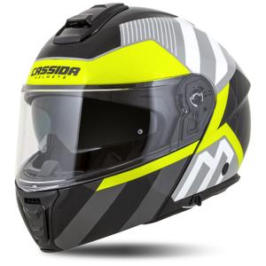 Klappbarer Motorradhelm Cassida Modulo 2.1 Profil weiß-schwarz-fluo gelb-grau