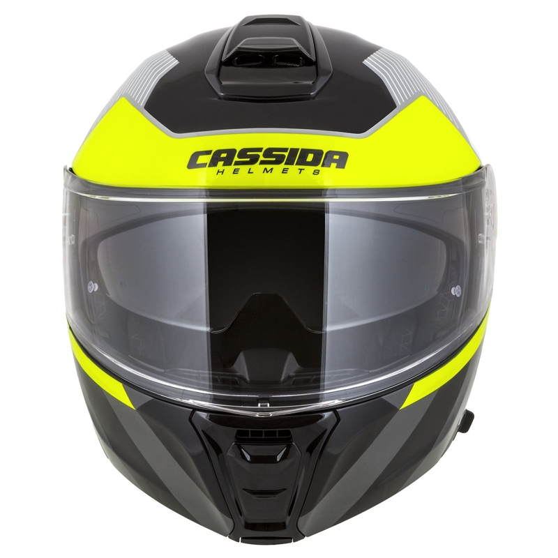 Klappbarer Motorradhelm Cassida Modulo 2.1 Profil weiß-schwarz-fluo gelb-grau