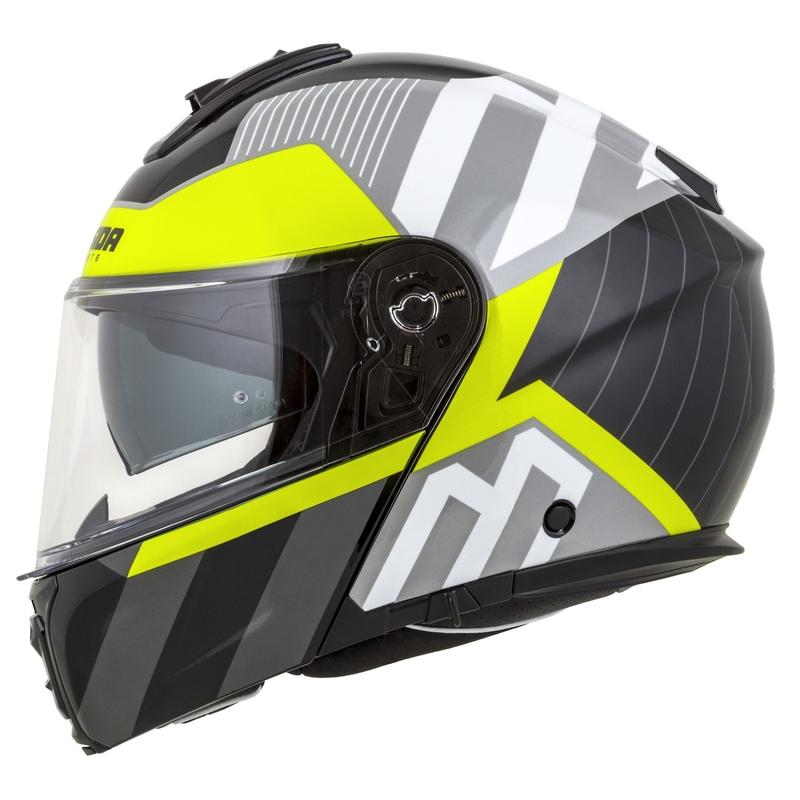 Klappbarer Motorradhelm Cassida Modulo 2.1 Profil weiß-schwarz-fluo gelb-grau