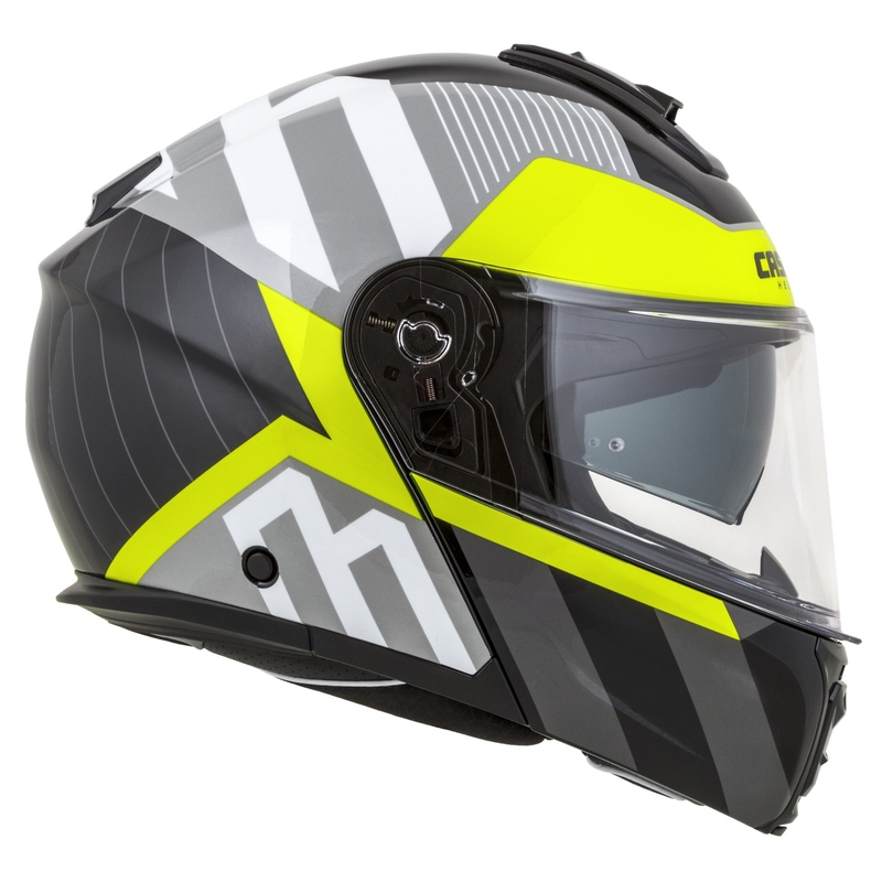 Klappbarer Motorradhelm Cassida Modulo 2.1 Profil weiß-schwarz-fluo gelb-grau