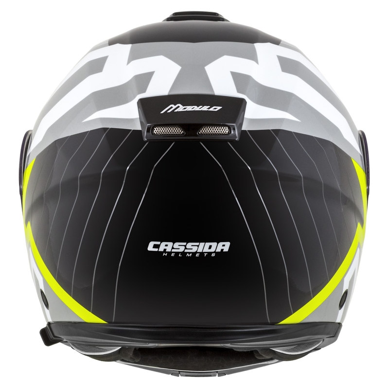Klappbarer Motorradhelm Cassida Modulo 2.1 Profil weiß-schwarz-fluo gelb-grau