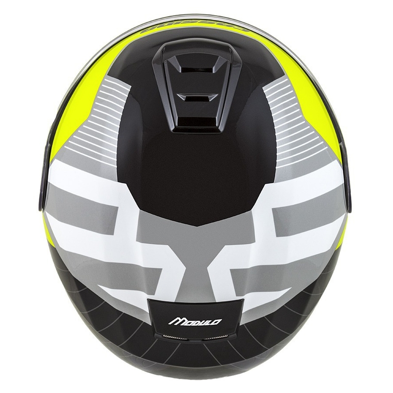 Klappbarer Motorradhelm Cassida Modulo 2.1 Profil weiß-schwarz-fluo gelb-grau