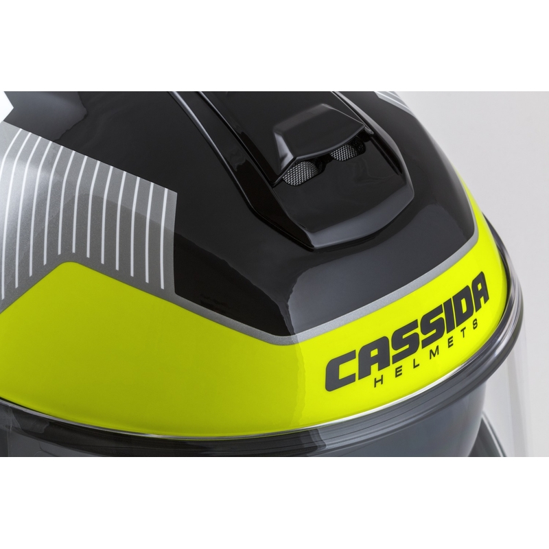 Klappbarer Motorradhelm Cassida Modulo 2.1 Profil weiß-schwarz-fluo gelb-grau