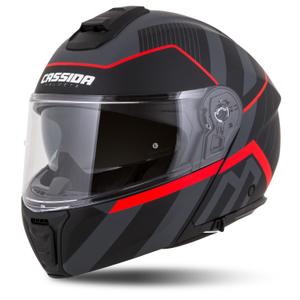 Klappbarer Motorradhelm Cassida Modulo 2.1 Profile mattschwarz-grau-rot