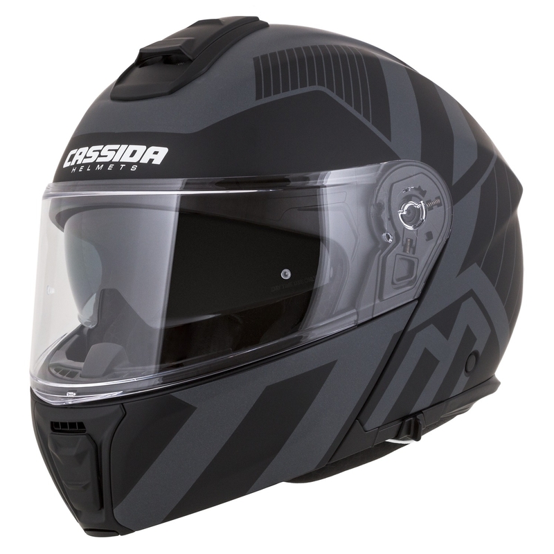 Klappbarer Motorradhelm Cassida Modulo 2.1 Profile Vision mattschwarz-grau reflektierend