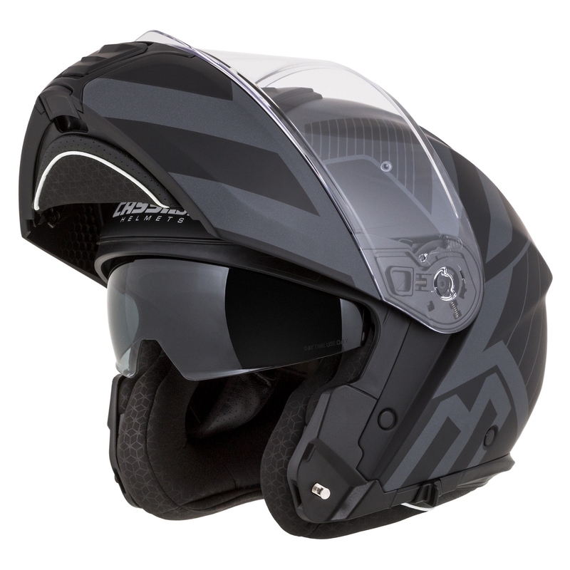 Klappbarer Motorradhelm Cassida Modulo 2.1 Profile Vision mattschwarz-grau reflektierend