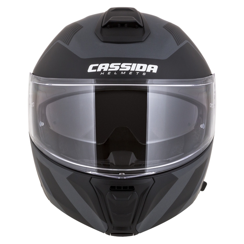 Klappbarer Motorradhelm Cassida Modulo 2.1 Profile Vision mattschwarz-grau reflektierend