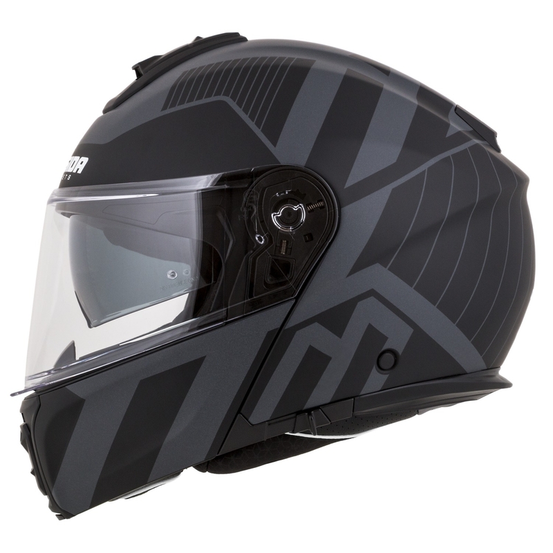 Klappbarer Motorradhelm Cassida Modulo 2.1 Profile Vision mattschwarz-grau reflektierend