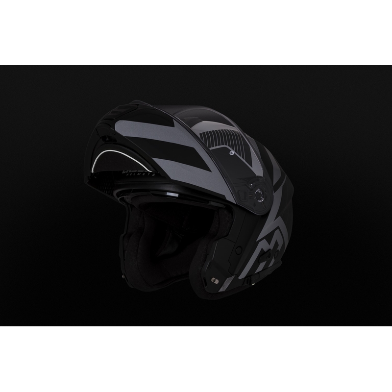 Klappbarer Motorradhelm Cassida Modulo 2.1 Profile Vision mattschwarz-grau reflektierend