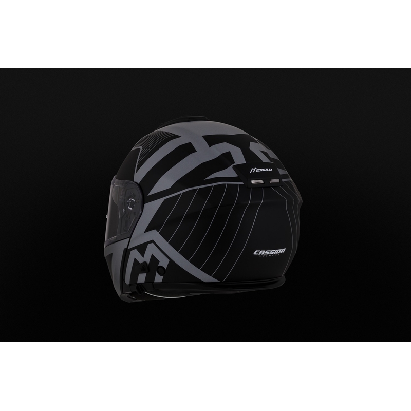 Klappbarer Motorradhelm Cassida Modulo 2.1 Profile Vision mattschwarz-grau reflektierend
