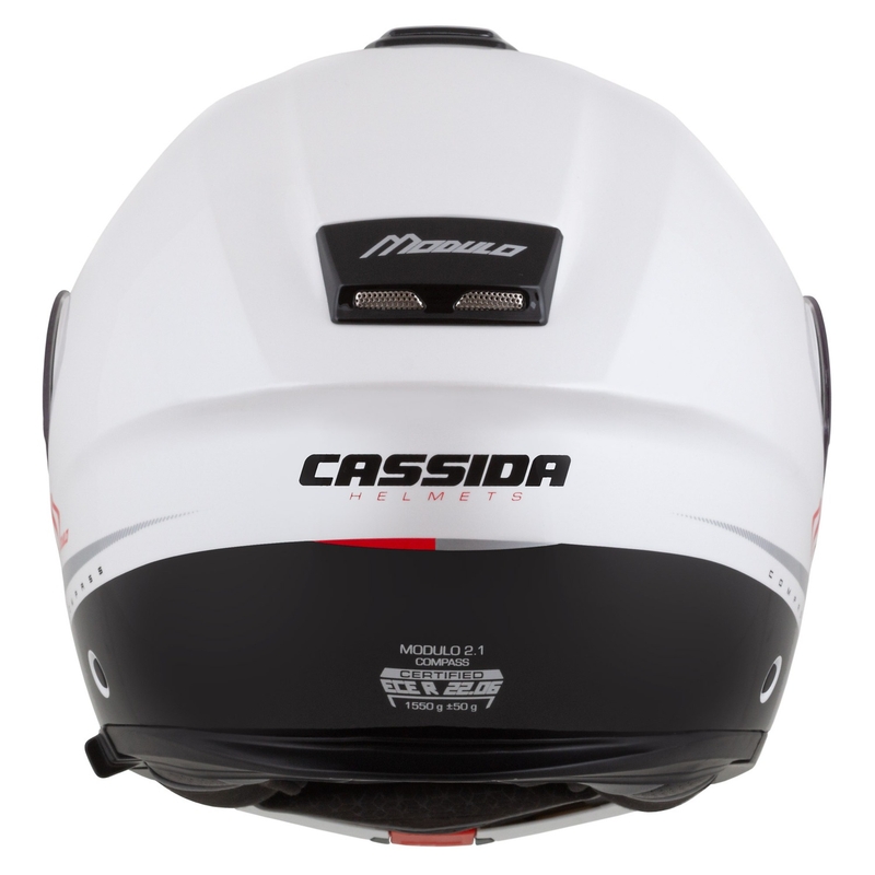 Cassida Modulo 2.1 Compass Klapp-Motorradhelm Perlweiß-Schwarz-Rot-Silber