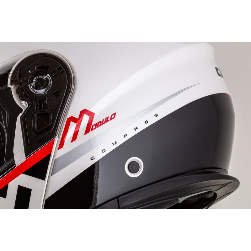 Cassida Modulo 2.1 Compass Klapp-Motorradhelm Perlweiß-Schwarz-Rot-Silber