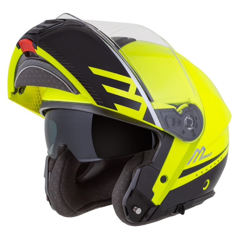 Klappbarer Motorradhelm Cassida Modulo 2.1 Compass fluo gelb-schwarz-silber-rot