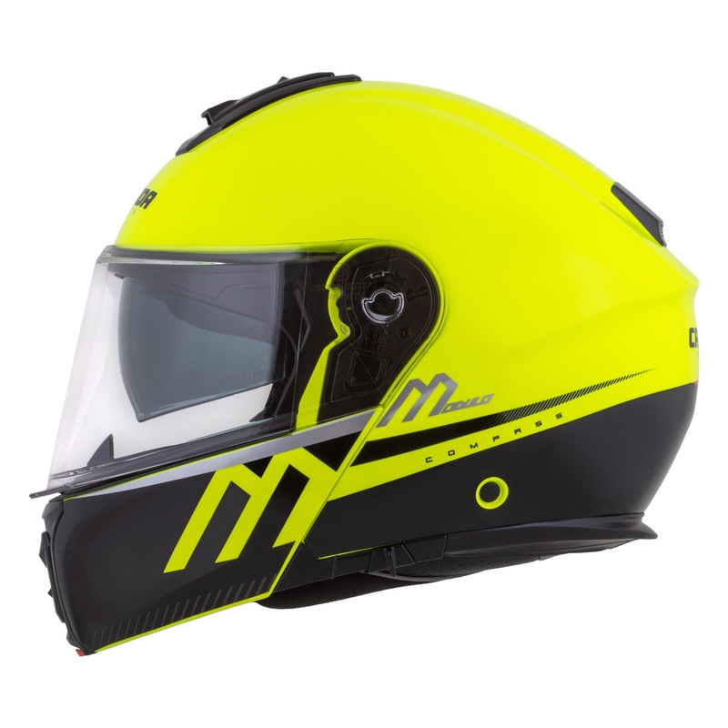 Klappbarer Motorradhelm Cassida Modulo 2.1 Compass fluo gelb-schwarz-silber-rot