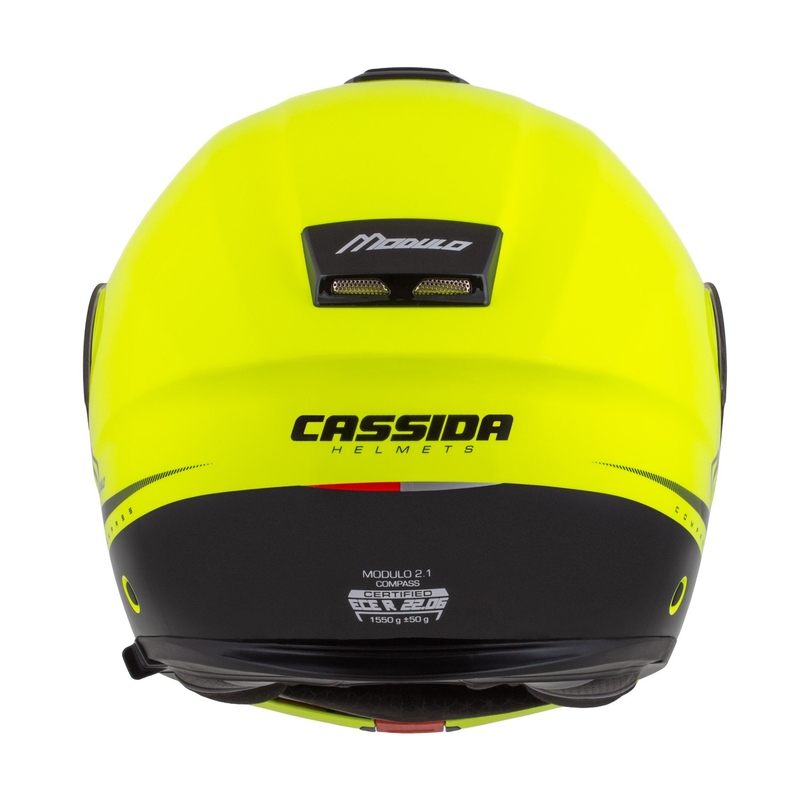 Klappbarer Motorradhelm Cassida Modulo 2.1 Compass fluo gelb-schwarz-silber-rot