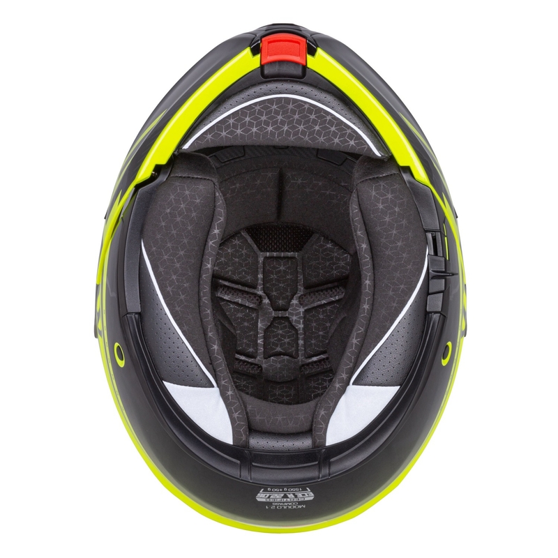 Klappbarer Motorradhelm Cassida Modulo 2.1 Compass fluo gelb-schwarz-silber-rot