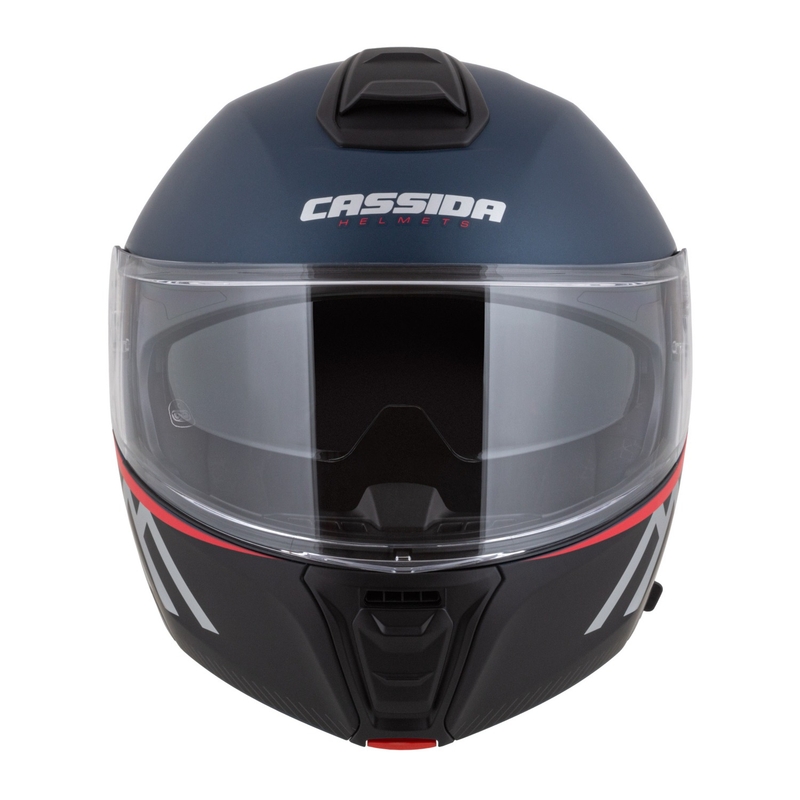 Klappbarer Motorradhelm Cassida Modulo 2.1 Compass mattblau perlschwarz-rot