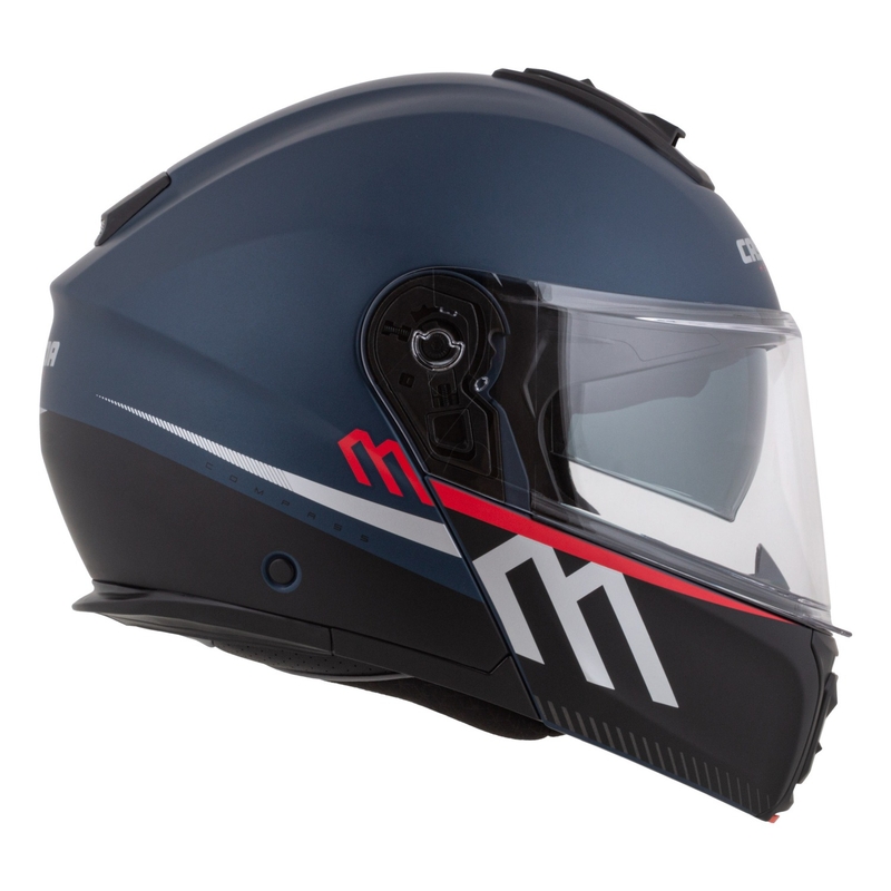 Klappbarer Motorradhelm Cassida Modulo 2.1 Compass mattblau perlschwarz-rot
