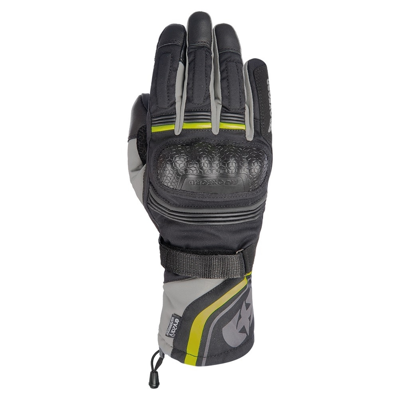 Motorradhandschuhe Oxford Montreal 4.0 DRY2DRY™ Schwarz-Grau-Fluogelb