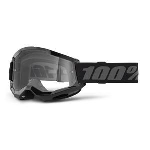 Kinder-Motocross-Brille 100 % STRATA 2 Schwarz (Klares Plexiglas)