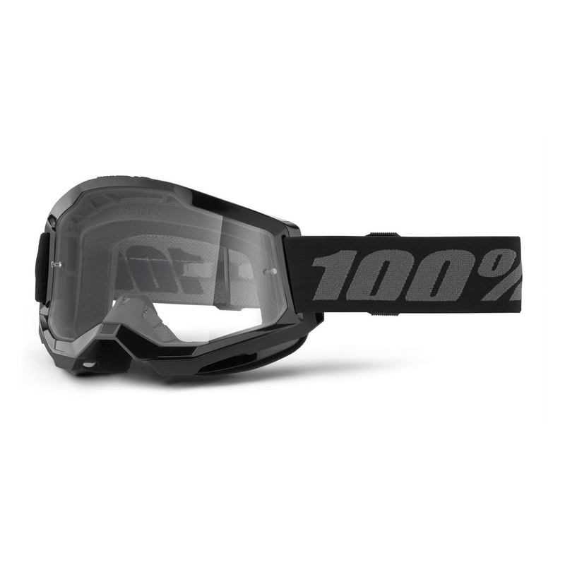 Kinder-Motocross-Brille 100 % STRATA 2 Schwarz (Klares Plexiglas)