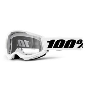 Kinder-Motocross-Brille, 100 % STRATA 2, weißes, klares Plexiglas