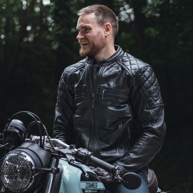 Leder-Motorradjacke Oxford Route 73 2.0 schwarz